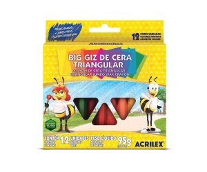 Giz de Cera 12 Cores Triangular - Acrilex