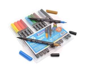 Caneta Dual Brush Aquarelável 12 Cores