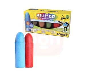 Giz de Cera 12 Cores Jumbo Meu 1º Giz - Acrilex