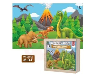 Quebra-Cabeça Madeira Dinossauros 30 Peças