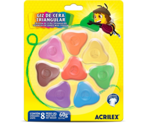 Giz de Cera 12 Cores Triangular - Acrilex