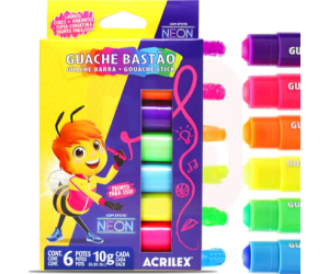 Guache Bastão Neon 6 Cores – Acrilex