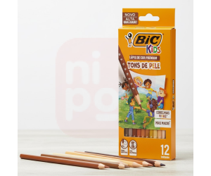 Lápis de Cor Sextavado Kids Tons de Pele 12 Cores - BIC