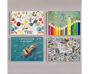 Caderno Cartografia e Desenho 96 Folhas Capa Dura - Jandaia