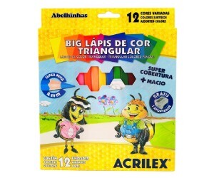 Lápis de Cor 12 Cores Jumbo - Acrilex